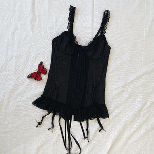 corset bustier lace up back with attached garters